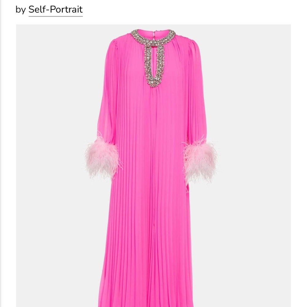 Self-Portrait Feather-trimmed chiffon maxi dress